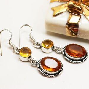 Stunning Citrine & Quartz in .925 Silver Earrings